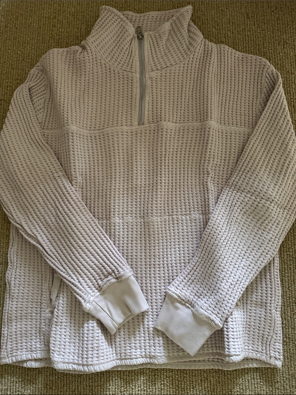 MATE the Label Waffle Half-Zip Pullover in Light Lavender